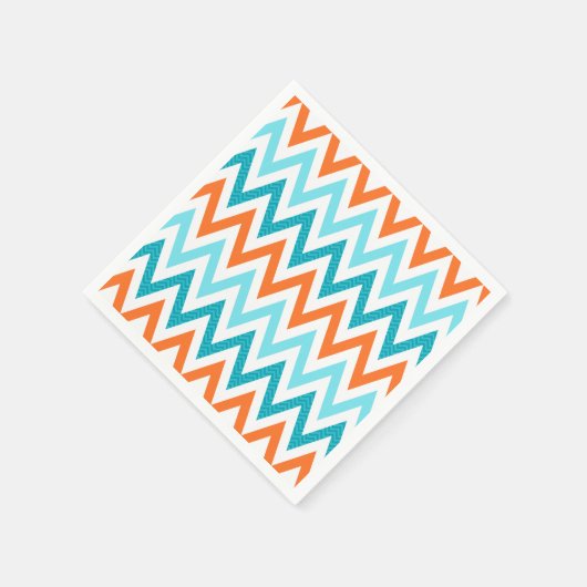 Modern ZigZag Chevron Sinaasappel Aqua Blue Patter Servetten (Hoek)