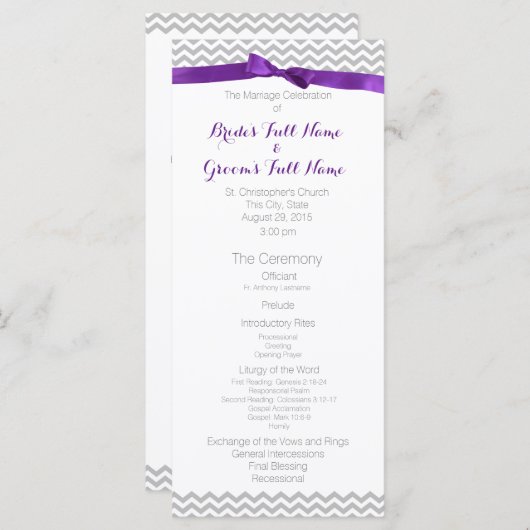 Modern Zigzag Patroon Wedding Programma (Voorkant / Achterkant)