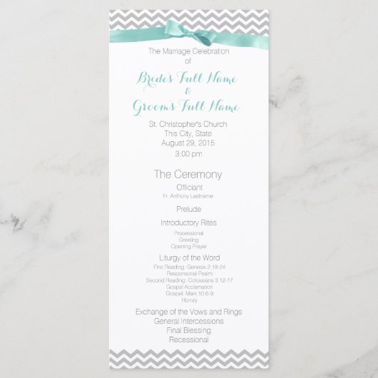 Modern Zigzag Patroon Wedding Programma (Voorkant)