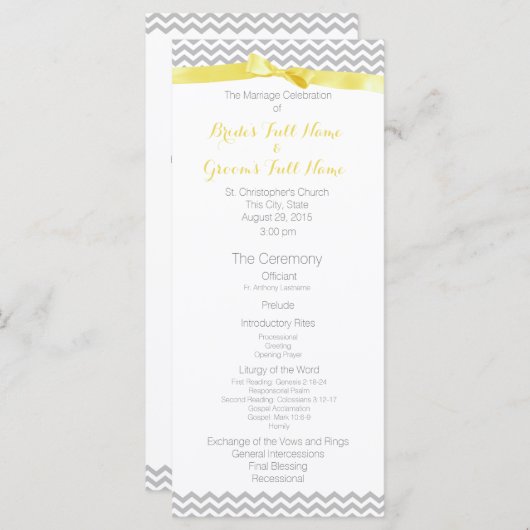 Modern Zigzag Patroon Wedding Programma (Voorkant / Achterkant)