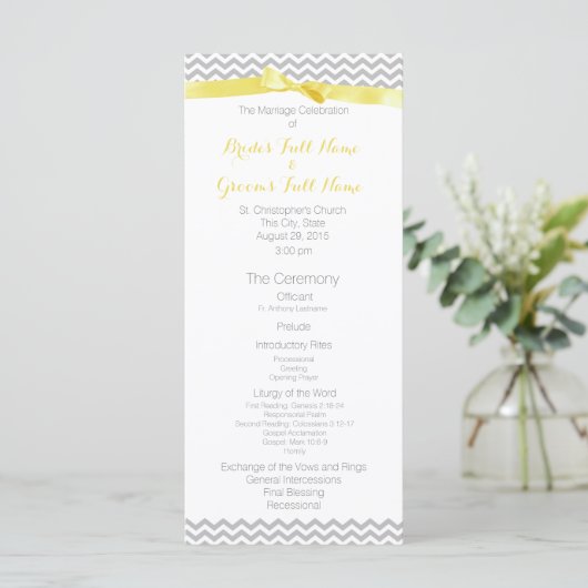 Modern Zigzag Patroon Wedding Programma (Staand voorkant)