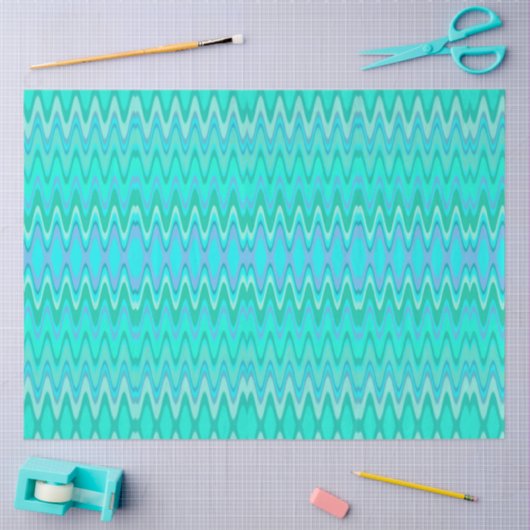 Modern zigzag pattern - waves in turquoise tissuepapier (Craft)