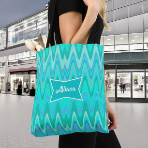 Modern zigzagpatroon - golven in turquoise draagtas