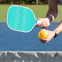 Modern zigzagpatroon - golven in turquoise pickleball paddle