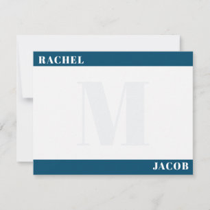 Modern Zijn & Haar Donkerrood Monogram Stationery Notitiekaartje