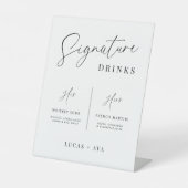Modern Zijn & Hers Signature Drink Bar Menu Trouwe Reclamebord Met Voetstuk (Voorkant)