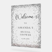 Modern, Zilver, Glitter Welkom Acryl Bord (Hoek)