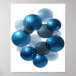 Modern Zilveren BLAUWE STERREN Poster