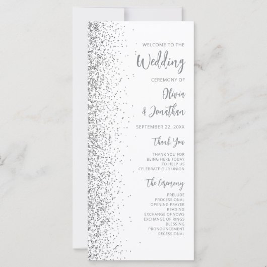 Modern zilveren glitter script witte bruiloft (Voorkant)