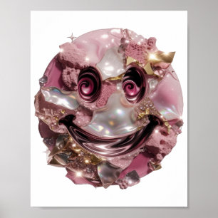 Modern Zilveren HAPPY FACE Modern Design Poster