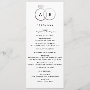 Modern zilveren ringen aangepaste bruiloft program programma