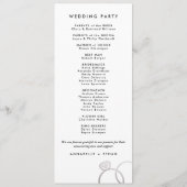 Modern zilveren ringen aangepaste bruiloft program programma (Achterkant)