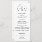 Modern zilveren ringen aangepaste bruiloft program programma (Voorkant / Achterkant)