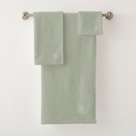 Modern zilveren salie monogram bad handdoek