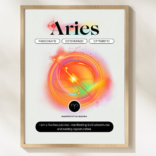 Modern Zodiac Sign ARIES Quote elementenvuur Poster