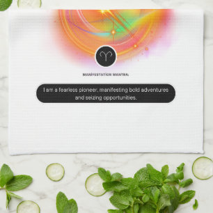 Modern Zodiac Sign ARIES Quote elementenvuur Theedoek