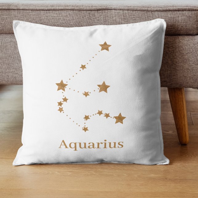 Modern Zodiac Sign Gold Aquarius | Element Air Kussen (Creator heeft geüpload)