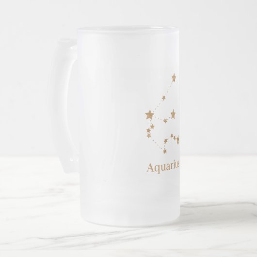 Modern Zodiac Sign Gold Aquarius | Element Air Matglas Bierpul (Voorkant links)