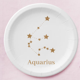 Modern Zodiac Sign Gold Aquarius Element Air Papieren Bordje