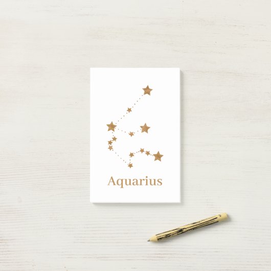 Modern Zodiac Sign Gold Aquarius | Element Air Post-it® Notes (Op bureau)