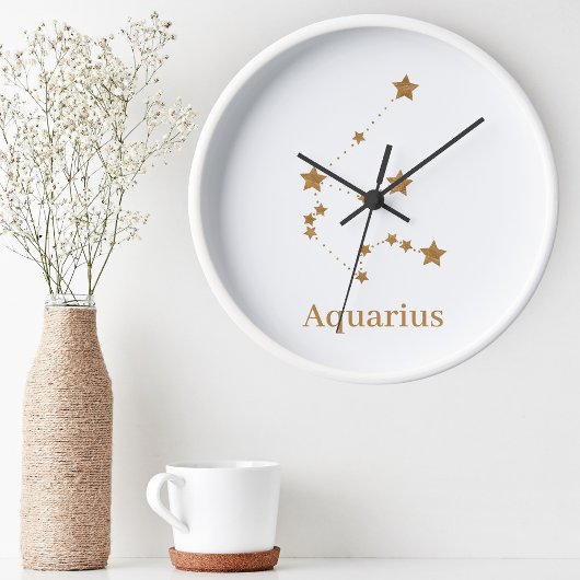 Modern Zodiac Sign Gold Aquarius | Element Air Ronde Klok