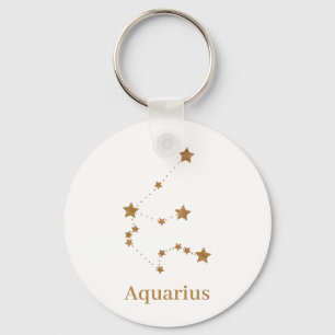 Modern Zodiac Sign Gold Aquarius Element Air Sleutelhanger