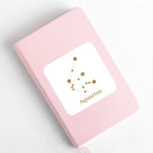Modern Zodiac Sign Gold Aquarius Element Air Vierkante Sticker