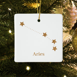 Modern Zodiac Sign Gold Aries   Brandstofpapier Keramisch Ornament