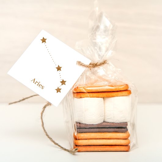 Modern Zodiac Sign Gold Aries | Element Fire Bedankjes Labels