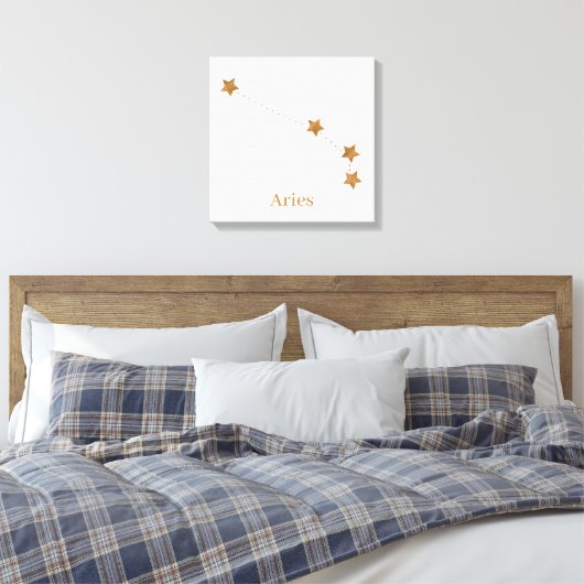 Modern Zodiac Sign Gold Aries | Element Fire Canvas Afdruk (Insitu (Slaapkamer))