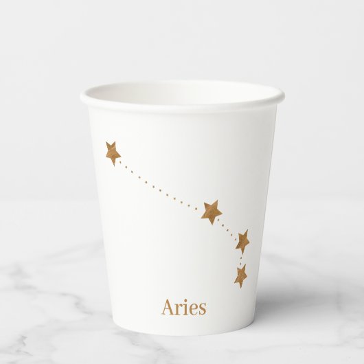 Modern Zodiac Sign Gold Aries | Element Fire Papieren Bekers (Achterkant)