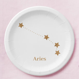 Modern Zodiac Sign Gold Aries Element Fire Papieren Bordje