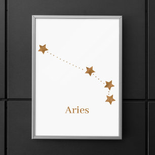 Modern Zodiac Sign Gold Aries   Element Fire Poster