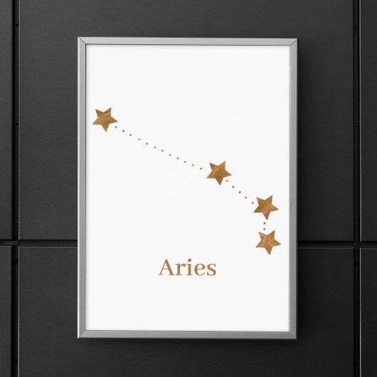 Modern Zodiac Sign Gold Aries | Element Fire Poster