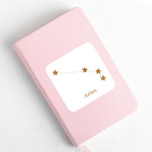 Modern Zodiac Sign Gold Aries Element Fire Vierkante Sticker
