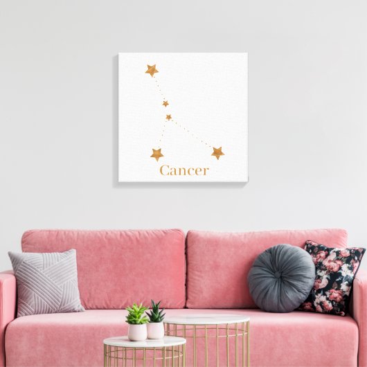 Modern Zodiac Sign Gold Cancer | Element Water Canvas Afdruk (Insitu (Woonkamer))