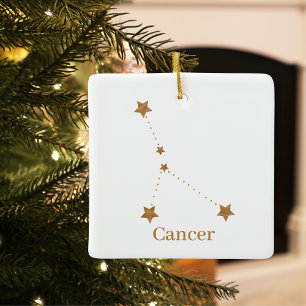 Modern Zodiac Sign Gold Cancer   Element Water Keramisch Ornament
