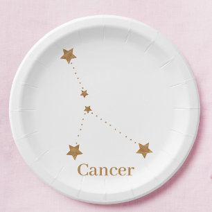 Modern Zodiac Sign Gold Cancer   Element Water Papieren Bordje
