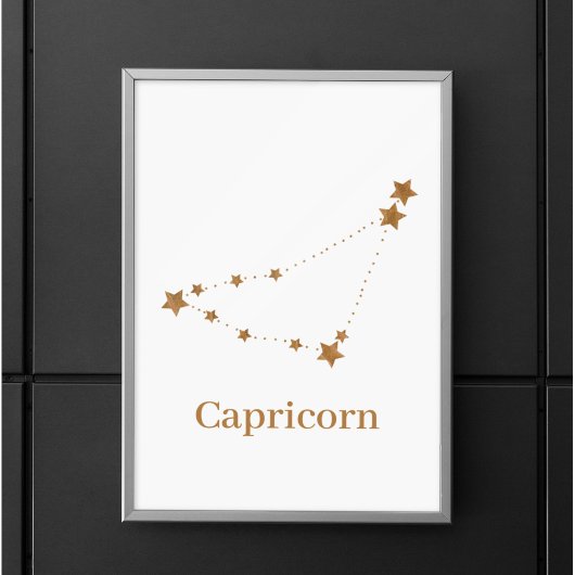 Modern Zodiac Sign Gold Capricorn | Element Earth Poster