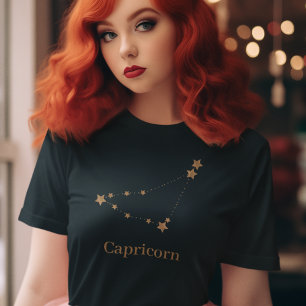 Modern Zodiac Sign Gold Capricorn Element Earth T-shirt
