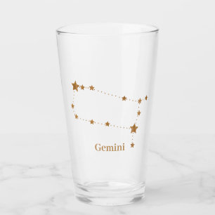 Modern Zodiac Sign Gold Gemini   Element Air Glas