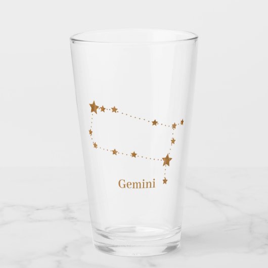 Modern Zodiac Sign Gold Gemini | Element Air Glas (Voorkant)