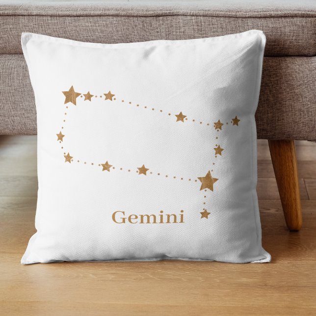 Modern Zodiac Sign Gold Gemini | Element Air Kussen (Creator heeft geüpload)