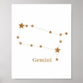 Modern Zodiac Sign Gold Gemini | Element Air Poster (Voorkant)