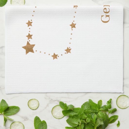 Modern Zodiac Sign Gold Gemini | Element Air Theedoek (Gevouwen)