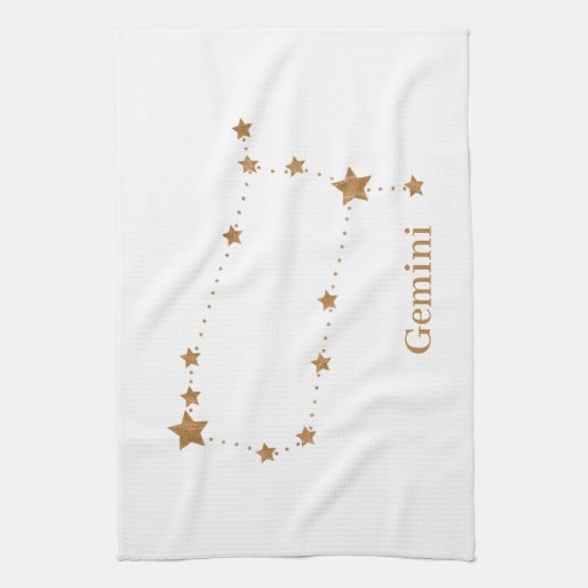 Modern Zodiac Sign Gold Gemini | Element Air Theedoek (Verticaal)