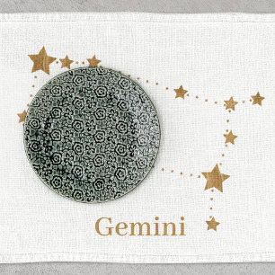 Modern Zodiac Sign Gold Gemini   Element Air Theedoek