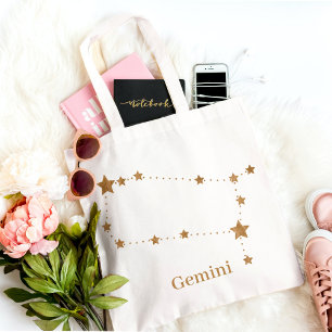 Modern Zodiac Sign Gold Gemini Element Air Tote Bag
