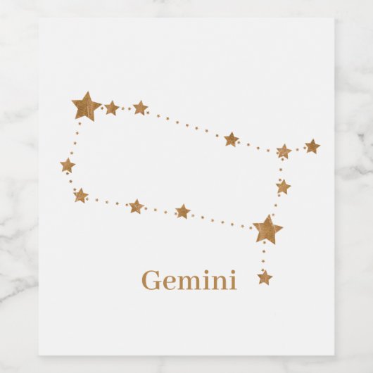 Modern Zodiac Sign Gold Gemini | Element Air Wijn Etiket (Enkel label)