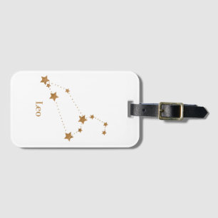 Modern Zodiac Sign Gold Leo   Element Fire Bagagelabel